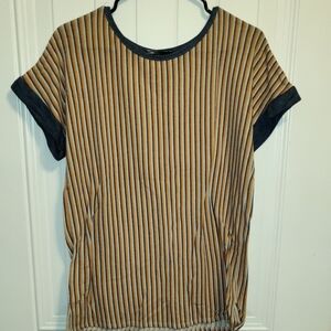 First Love Navy and Orange Striped Tee